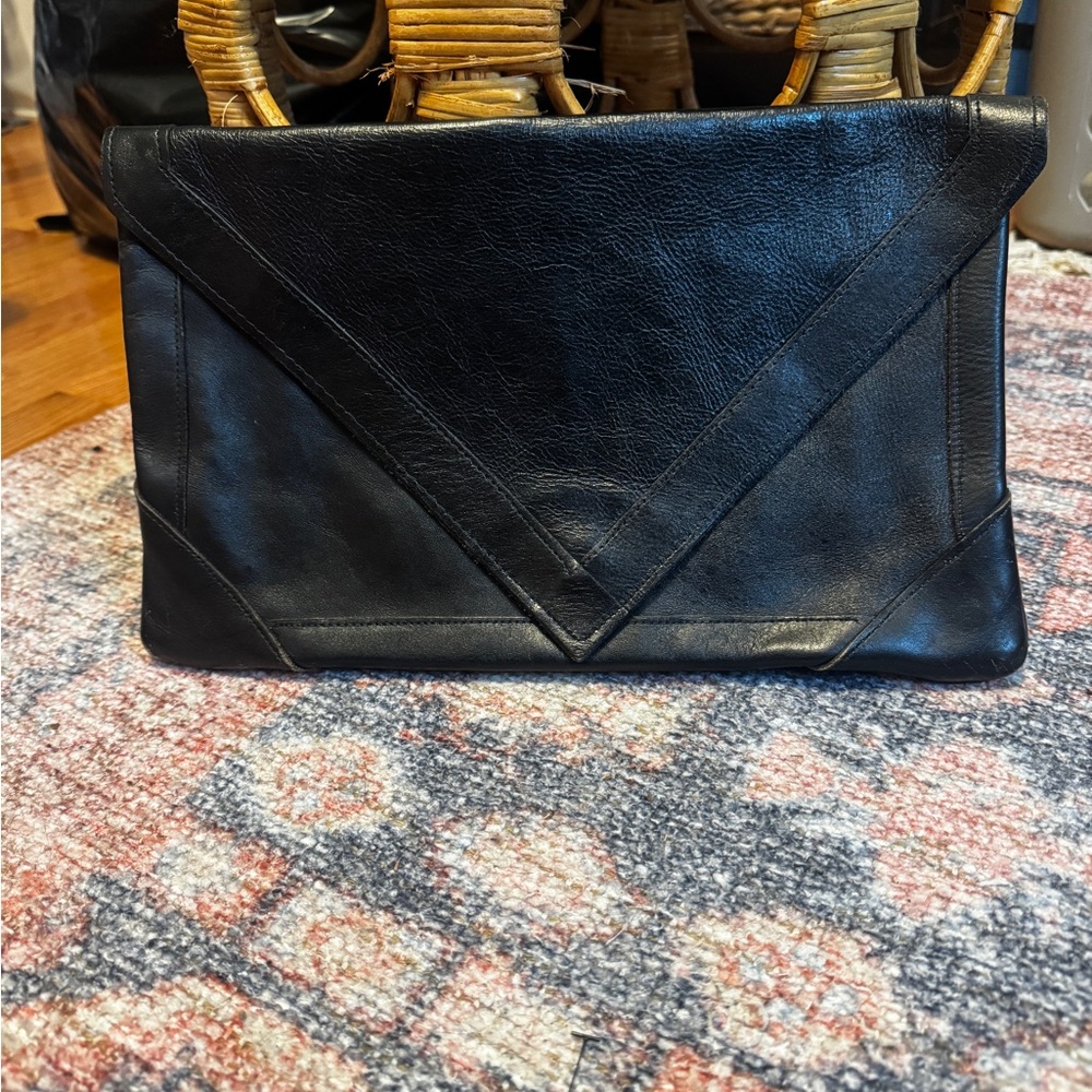 Elegant Black Leather Clutch